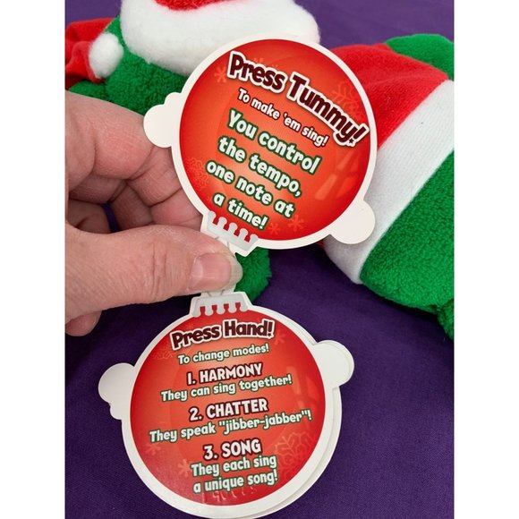 Toys R Us 2010 Mattel Sing A Ma Jigs Plush Doll Christmas Figure GREEN with Sant - Picture 7 of 11